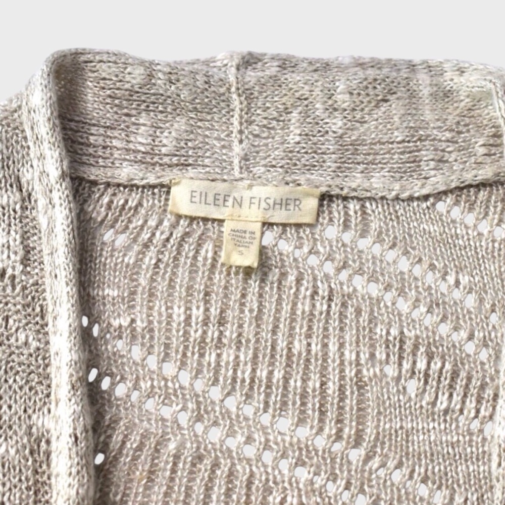 Eileen Fisher Karma Ripple Linen Blend Open Knit Cardigan - Picture 5 of 6